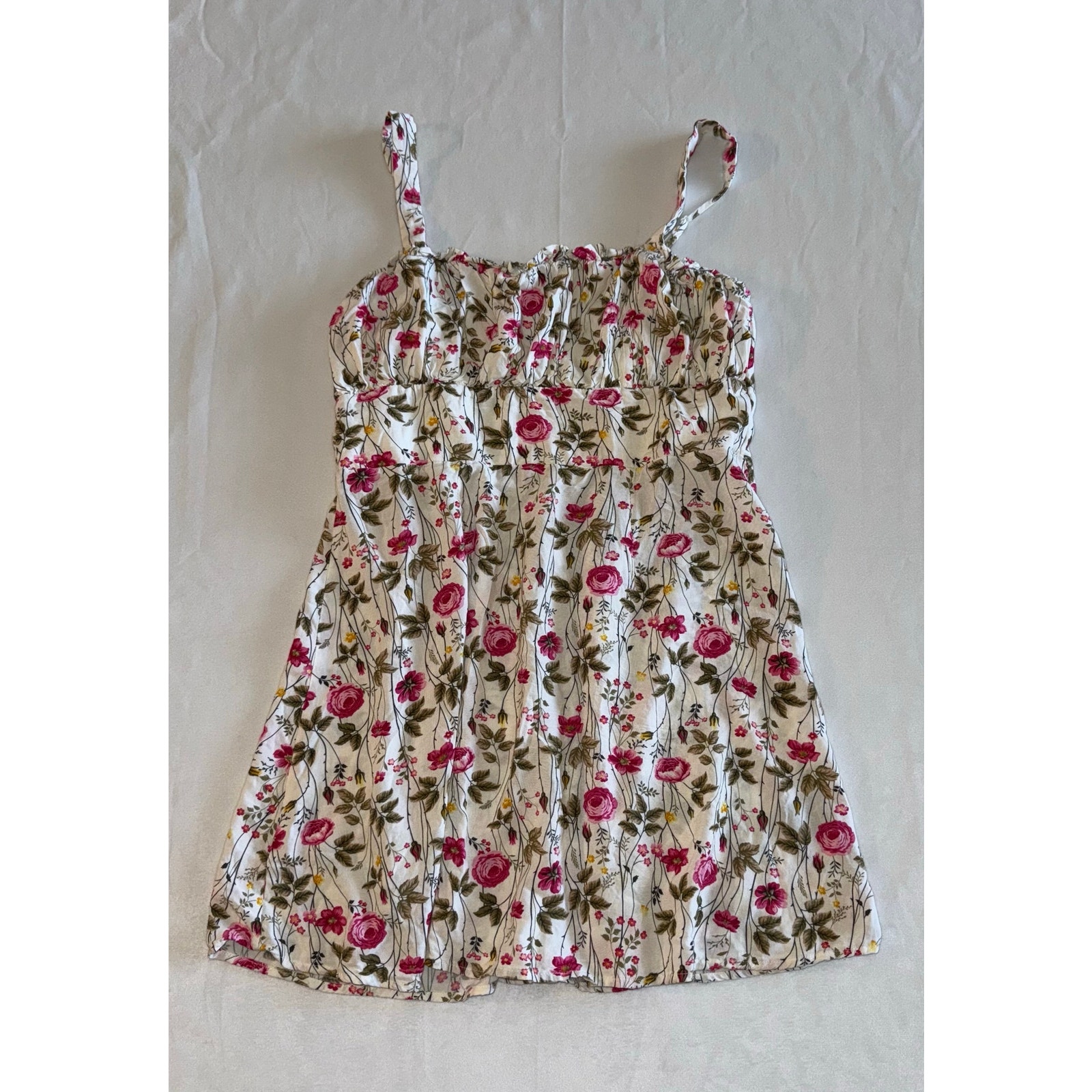 Trixxi Unlined Blend Spaghetti Strap Floral Mini Tank Dress L Stretched